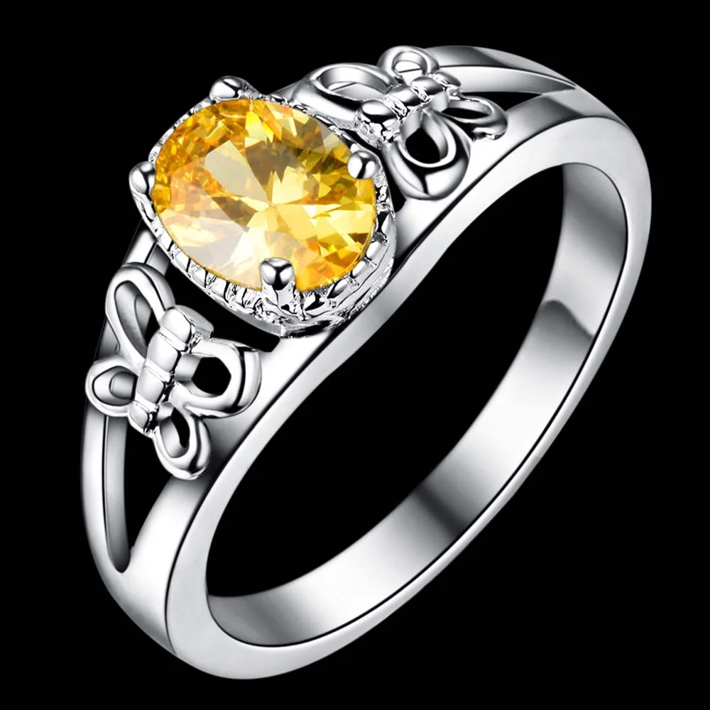 Оранжевое циркониевое посеребренное кольцо модное Ювелирное для женщин и мужчин
