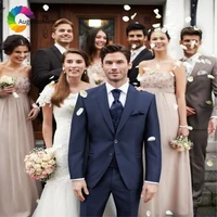 navy blue wedding men suits groom tuxeods 2 pieces jacketpants slim fit bridegroom suits blazer prom business