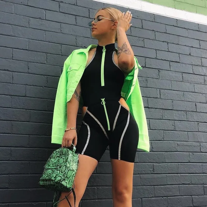 Женские Светоотражающие леггинсы с высокой талией эластичные на молнии пуш апом