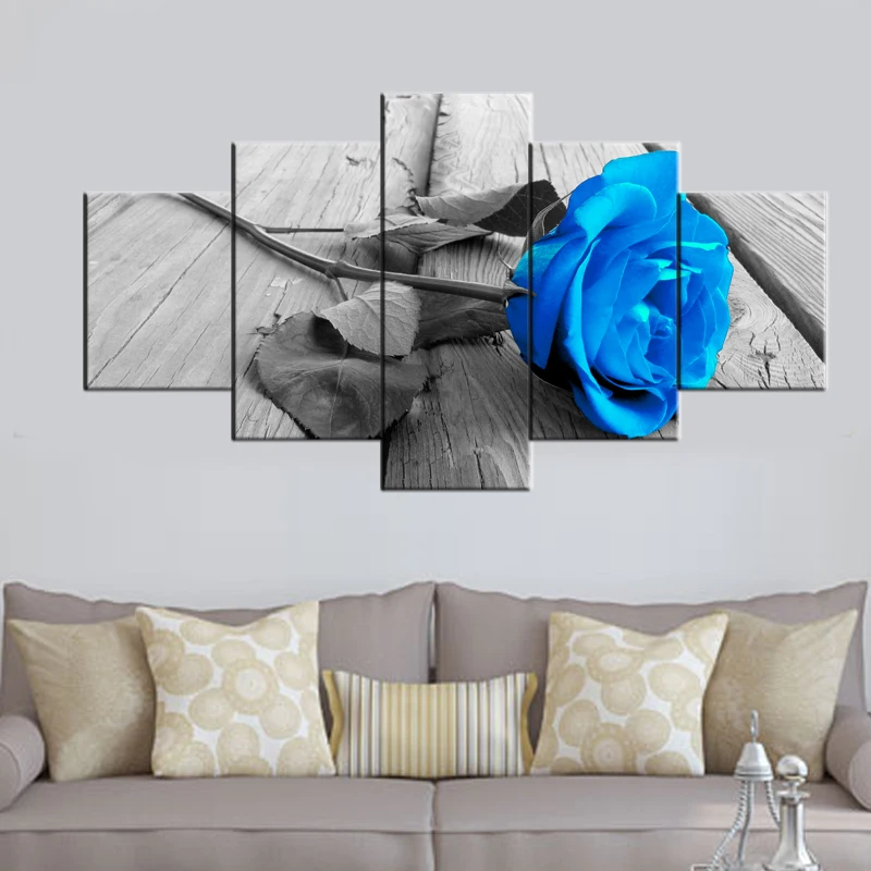 5 Panels Gray Roses Flowers Wall Pictures for Living Room Photo to Canvas Art Home Decor Bedroom Painting | Дом и сад