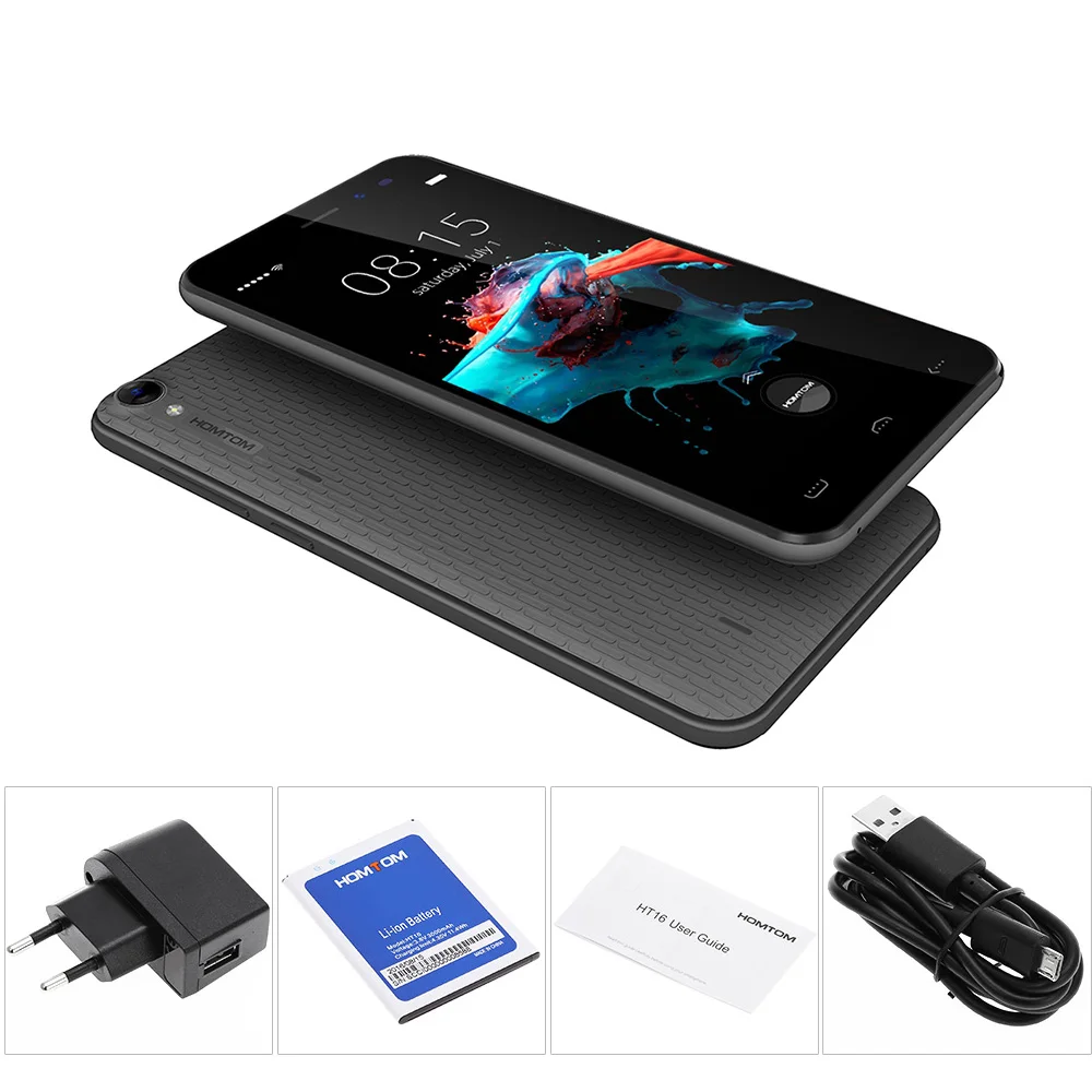 HOMTOM HT16 смартфон 5 0 дюйма экран HD MT6580 4 ядра Android 6 1 GB + 8 3000 mAh 8MP Камера разблокировка