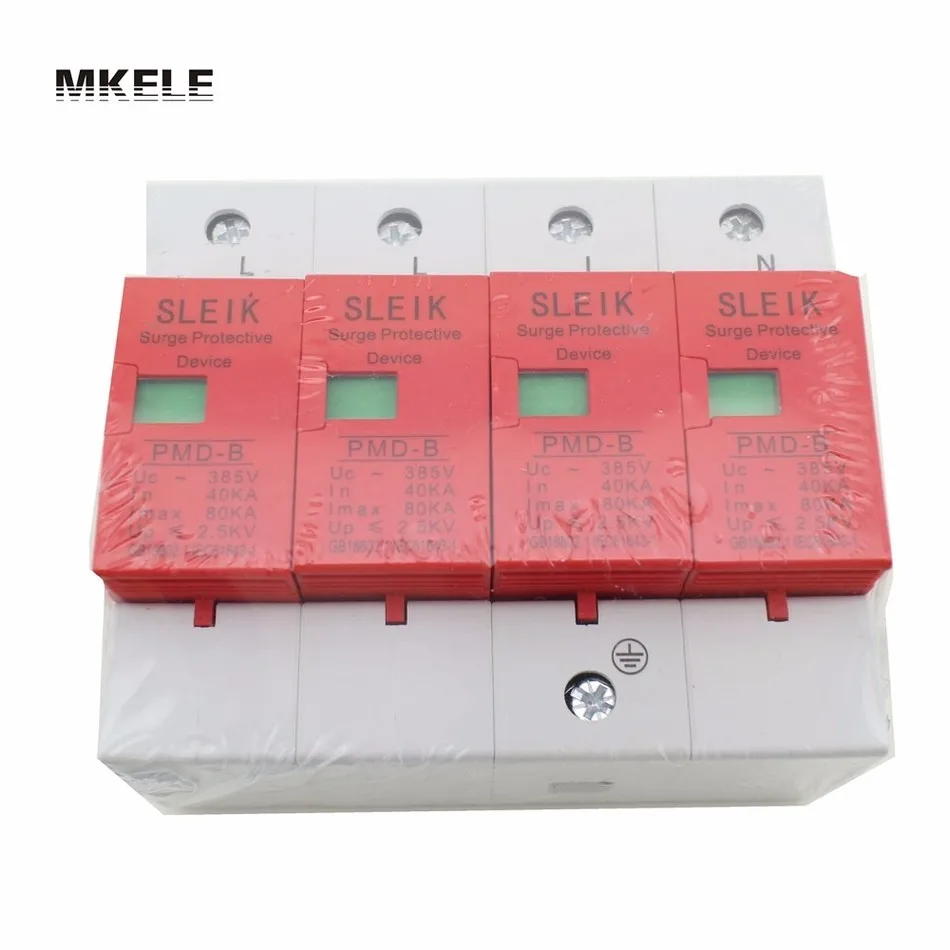 Защитное устройство от перенапряжения 385V SPD 4P 40KA ~ 80KA House Din Rail для защиты