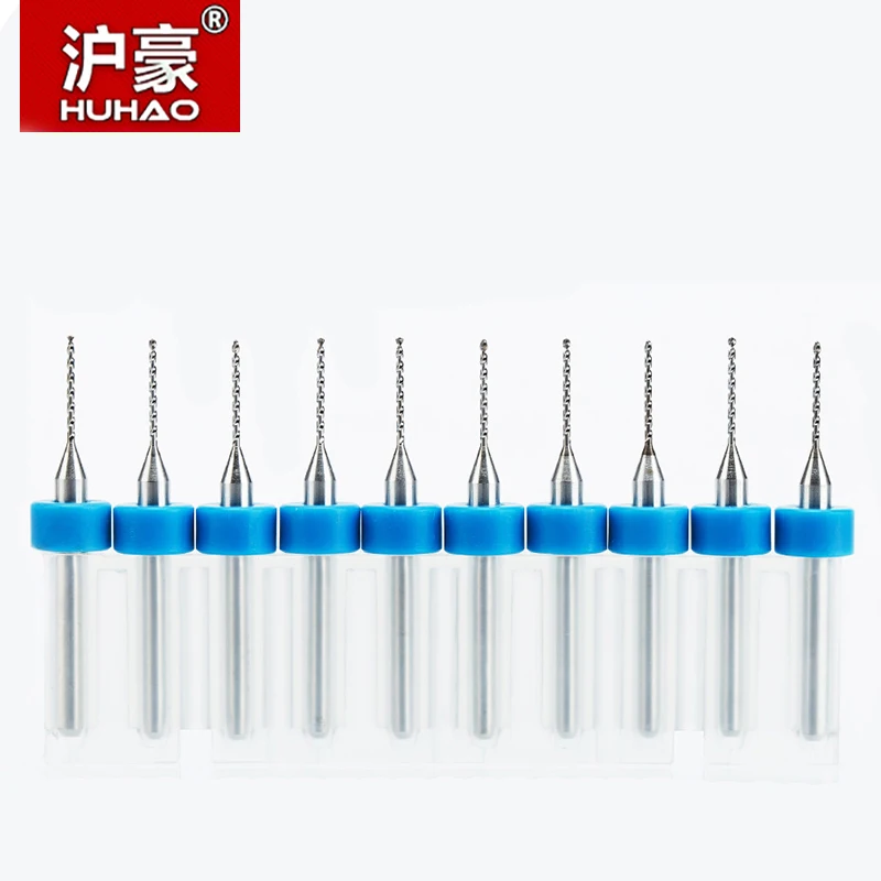 HUHAO 10pc 3.175mm Micro Mini pcb Drill Bits Set CNC tungsten steel for print circuit board Engraving end mill 0.2-1.2mm | Инструменты