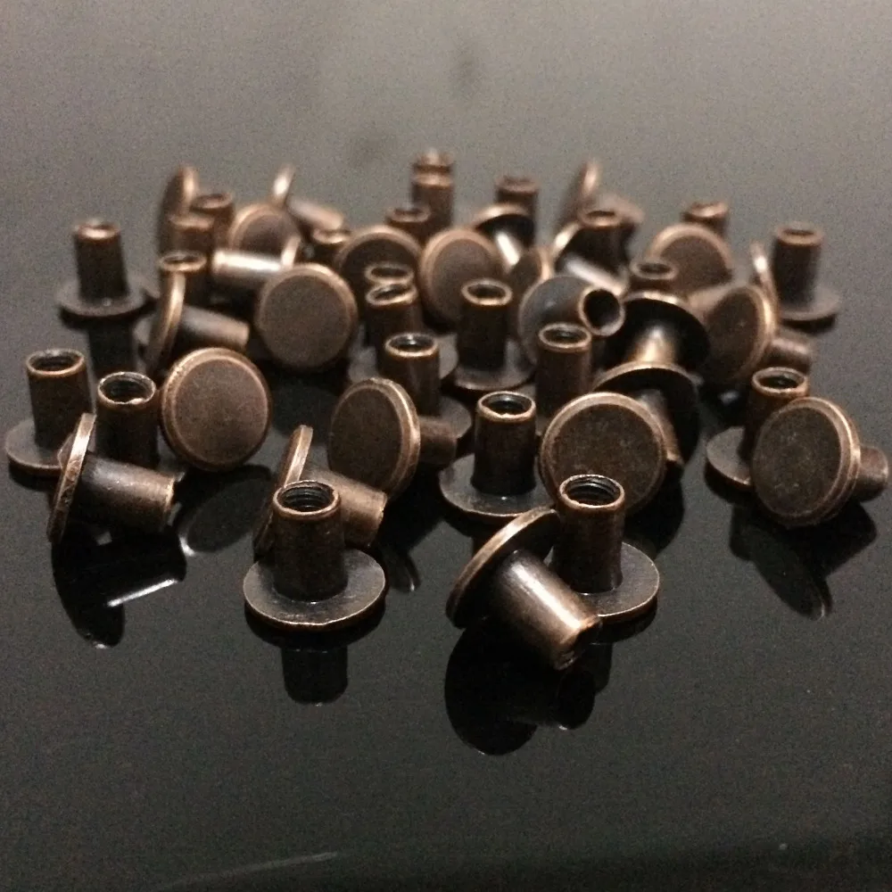 Горячая Распродажа 100 комплектов 8X7MM античная медь круглые плоские Шипы