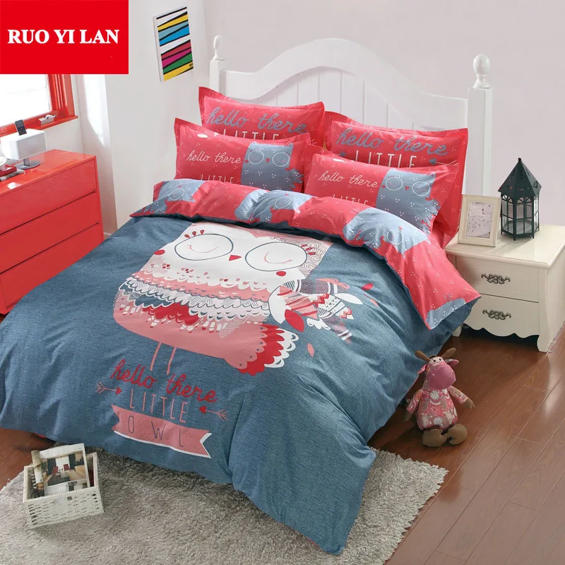 Привет там маленькая Сова пододеяльник из 100% хлопка набор постельные