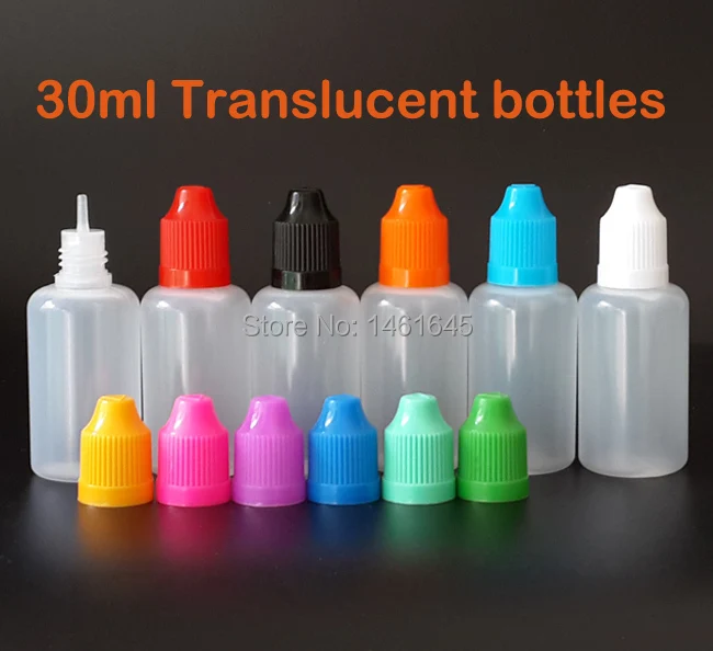 Пластиковые бутылочки капельницы 30 мл из полиэтилена с колпачками для защиты от