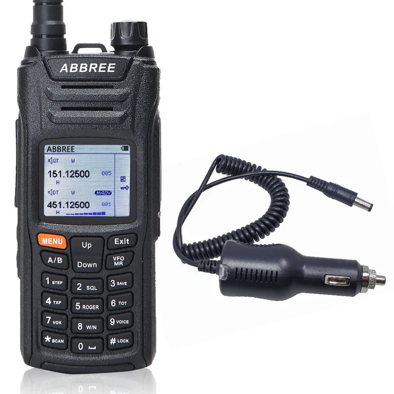 add car charger Abbree AR-F6 рация 6 полос двойной дисплей двойной режим ожидания 999CH Многофункциональный VOX DTMF SOS lcd цветной дисплей Ham CB радио - Color: add car charger