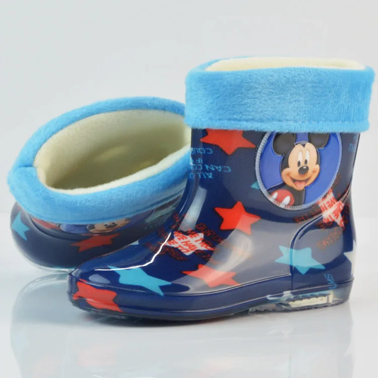 Disney Princess Mickey Minnie children's rain boots rubber shoes cartoon men and women girls rain boots plus cotton detachable