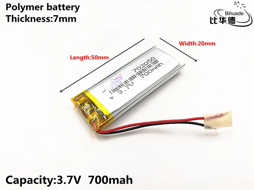 Good Qulity 3.7V 700mAH 702050 Polymer lithium ion / Li-ion battery for TOY POWER BANK GPS mp3 mp4 | Электроника