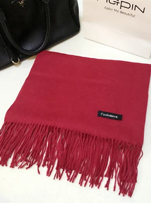 wine red Однотонные оранжевые мягкие женские новые большие модные тонкие кисточки кашемир пашима толстые длинные шали шарфы wrap теплые оптом 112002 - Цвет: wine red