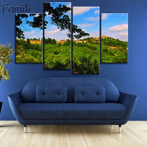 4pcs Winter Landscape Canvas Paintings Modern Pictures for Living Room Prints Wall Art Modular Painting Color | Дом и сад