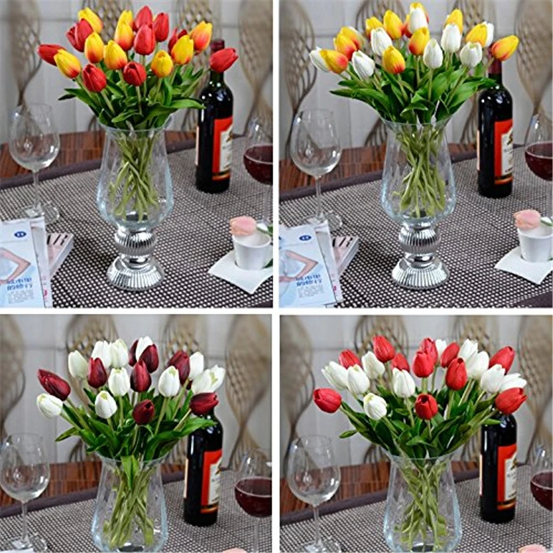 6 шт. 31 шт./лот латексные Маленькие искусственные цветы тюльпана букеты для дома