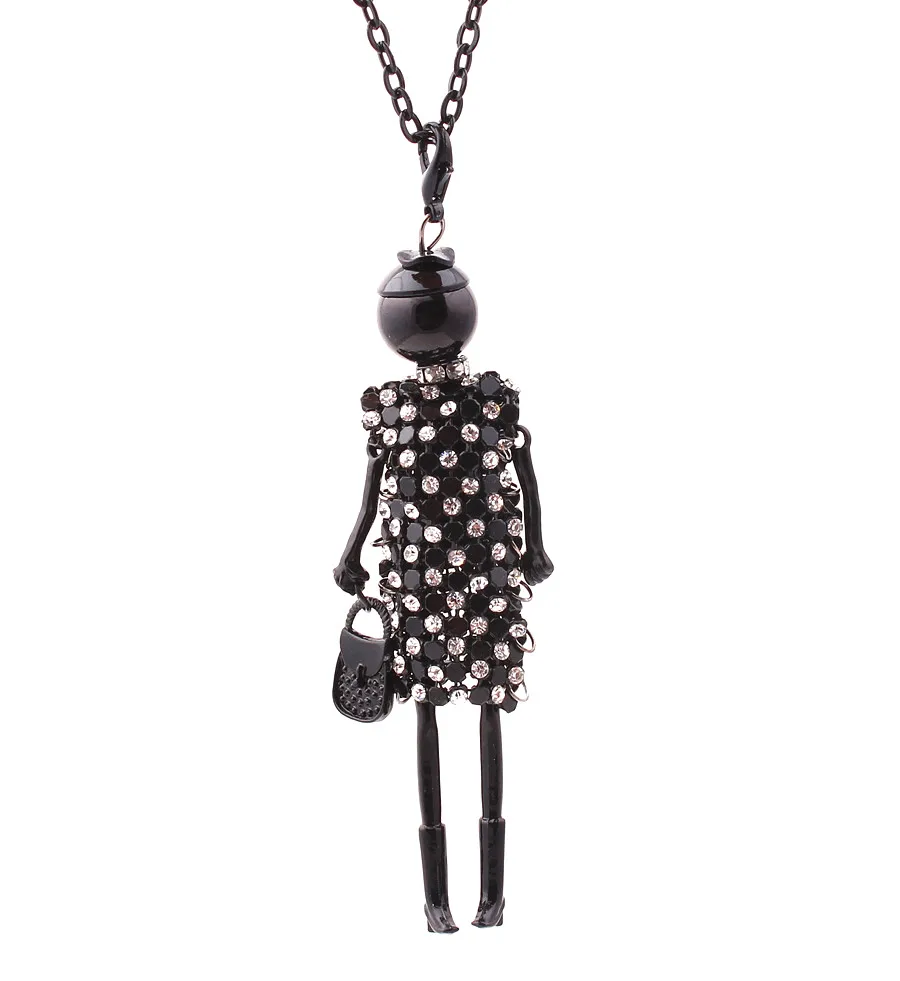 Новинка 2017 модное милое ожерелье для девочек кукла со стразами подвеска длинное