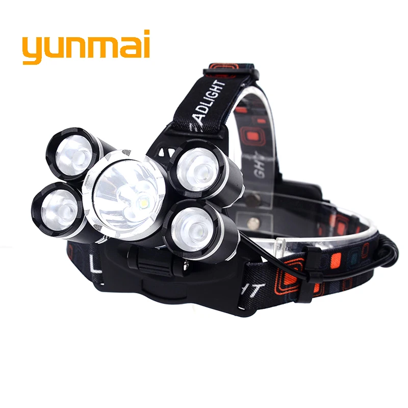Налобный фонарь yunmai XML T6 5 светодиодный одов 18650 лм 4 режима|head lamp light|2x18650 batteryheadlight