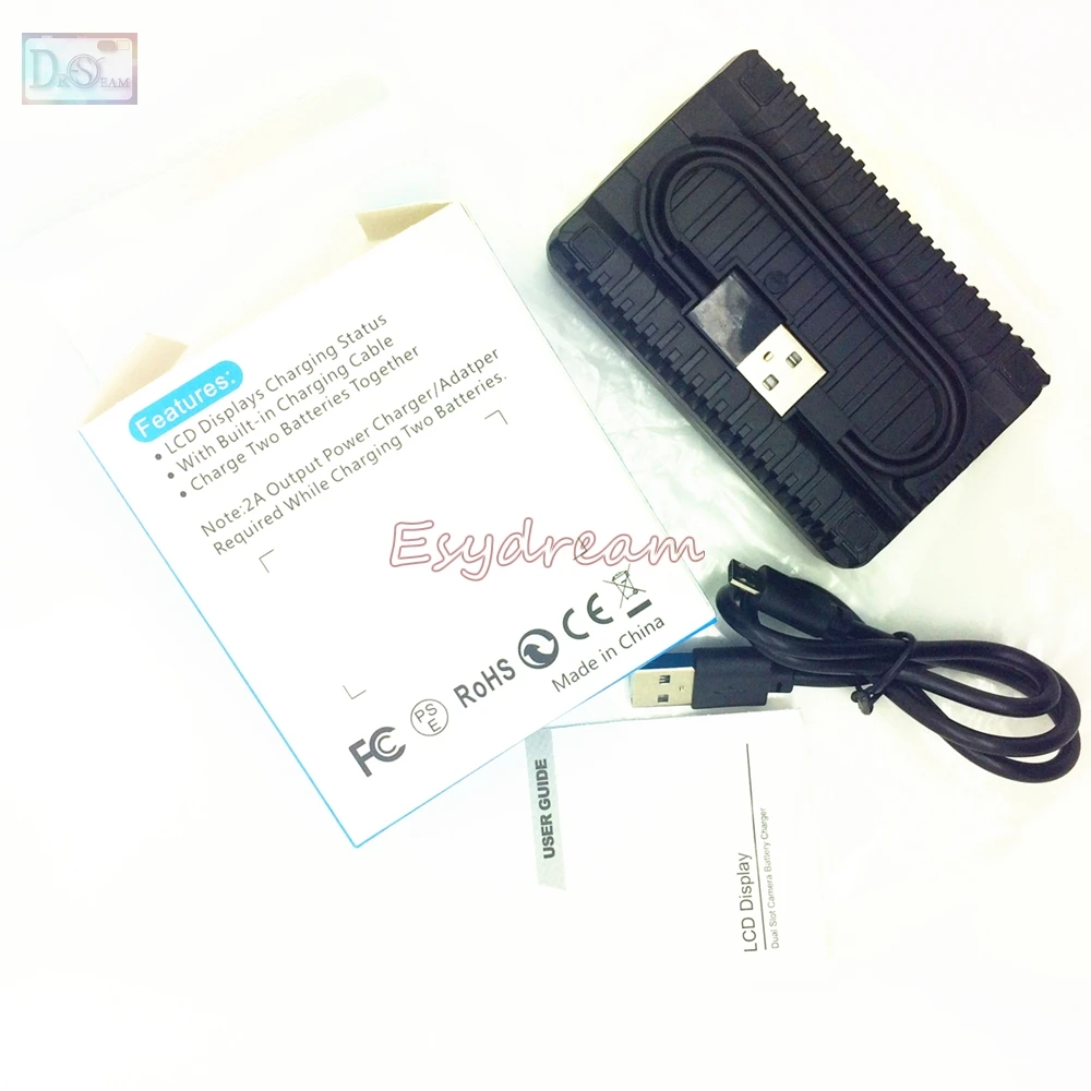 LP-E6 ЖК-дисплей USB Dual Зарядное устройство + Батарея 2200 мА-ч для цифровой