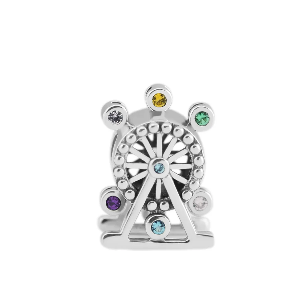 

Fits For Pandora Charms Bracelets Ferris Wheel Beads with Multi-Colored CZ 100% 925 Sterling-Silver-Jewelry Free Shipping