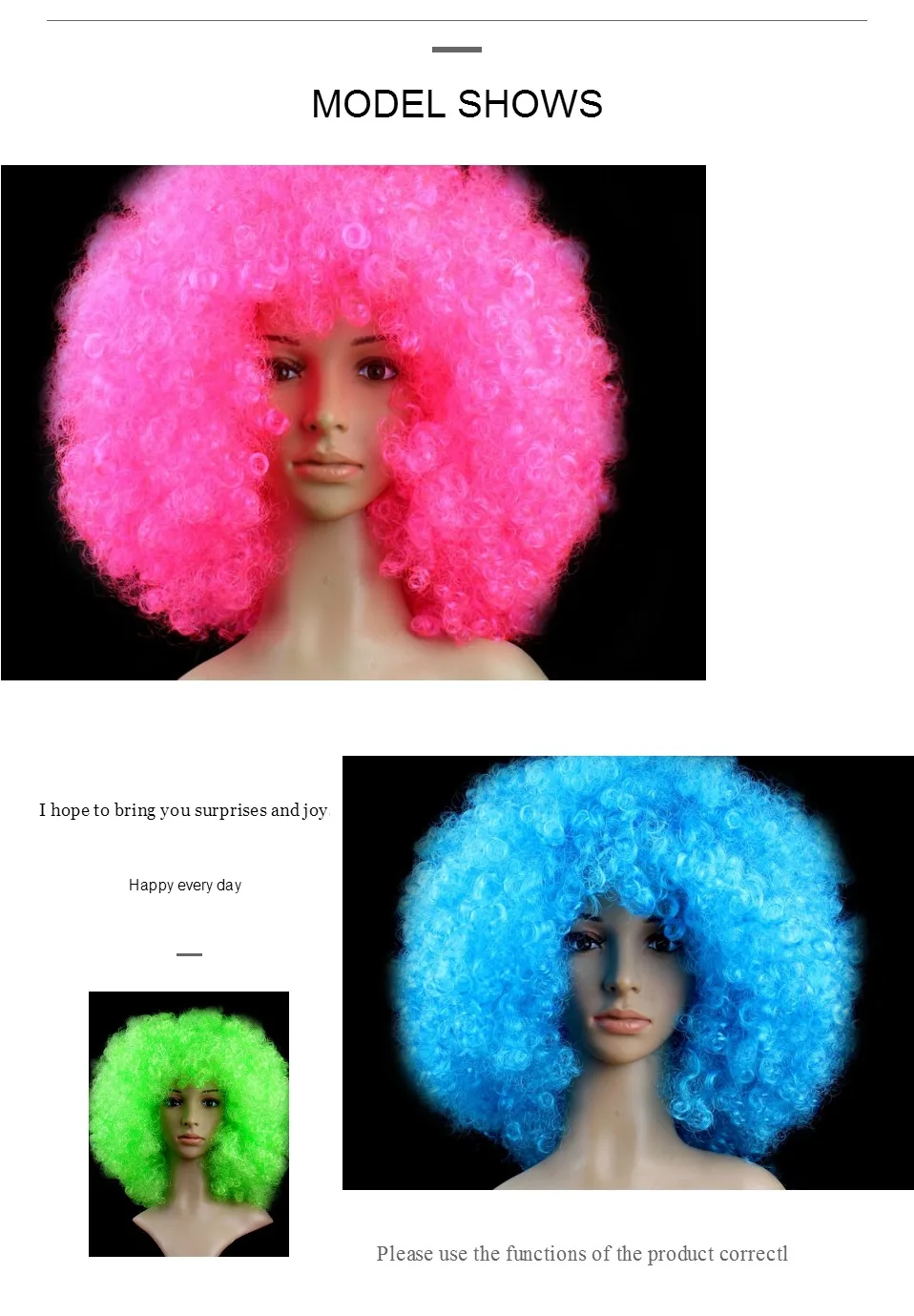 Парик на Хэллоуин афро wigcosplay Harajuku аниме вечерние парики негабаритных многоцветные синтетические парики для болельщиков Хэллоуин