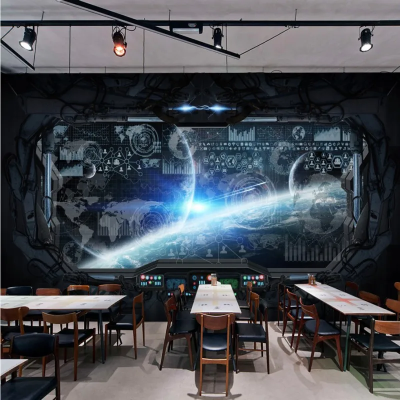 Прямая поставка цветные черные обои игровая комната Космический космический