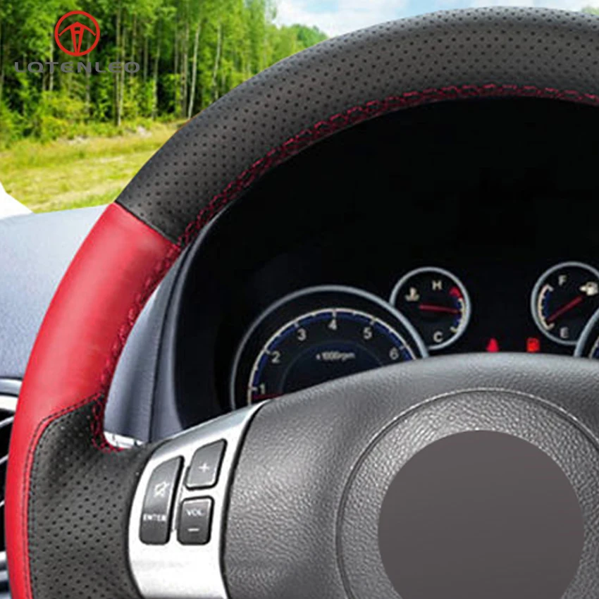 LQTENLEO черный красный кожаный DIY ручной сшитый чехол рулевого колеса автомобиля для Suzuki SX4 Alto Swift Старый Свифт всплеск Opel Agila