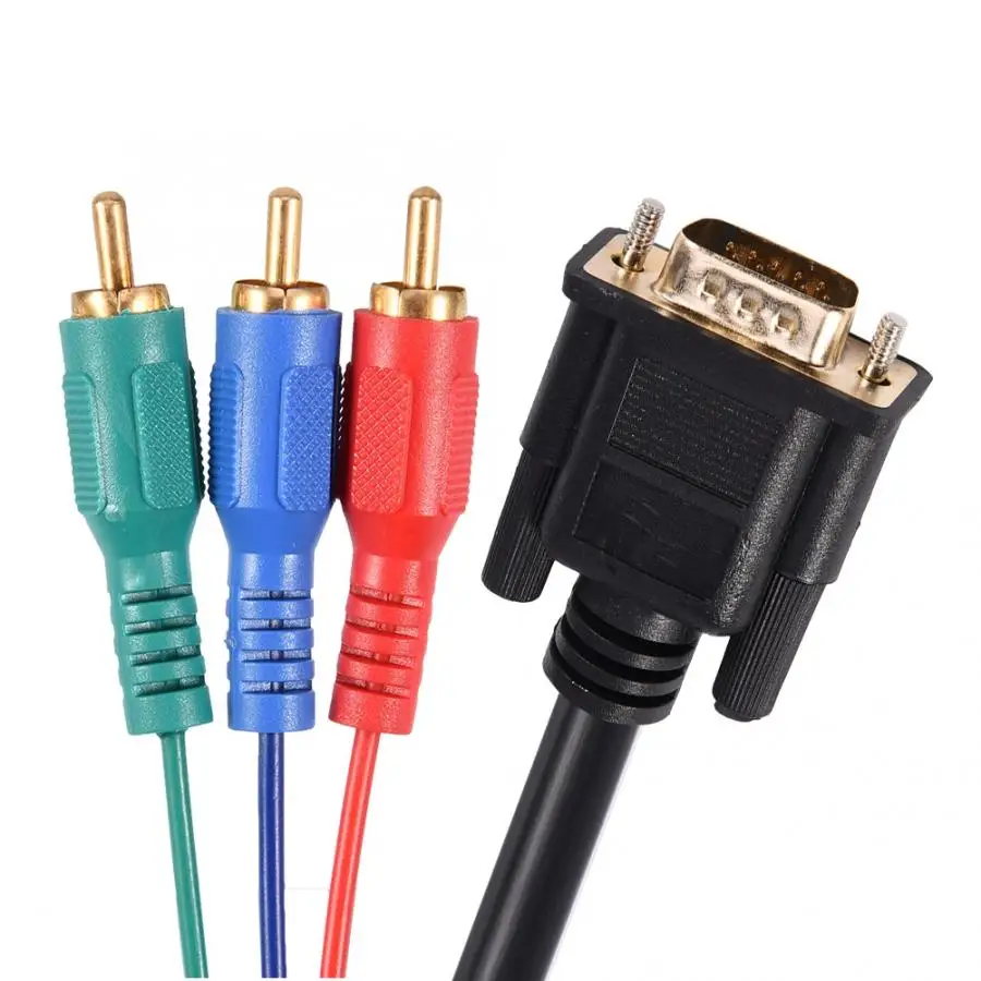 5 футов 1 м VGA штекер 15 pin to 3 RCA видео кабель адаптер для HDTV PC DVD ноутбук |