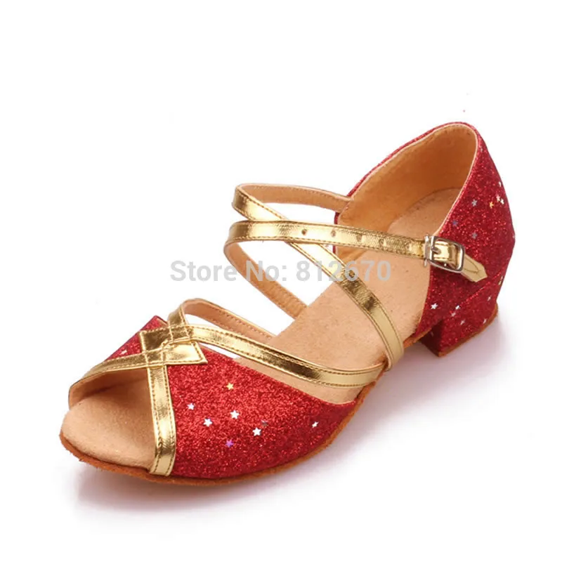 Танцевальная обувь для латинских танцев из искусственной кожи с золотыми