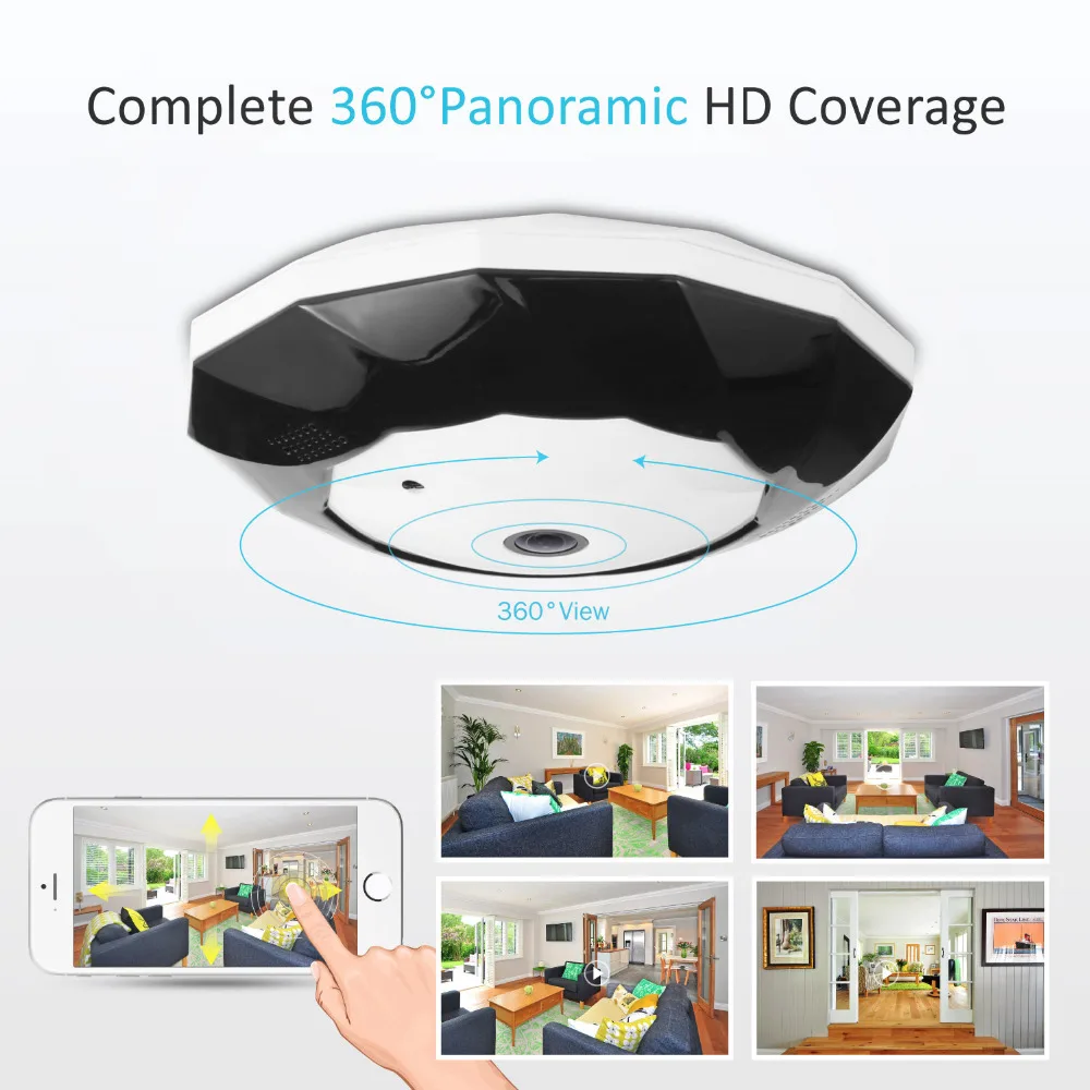 SANNCE 360 градусов Беспроводная панорамная камера 960 P сеть Wi Fi рыбий глаз