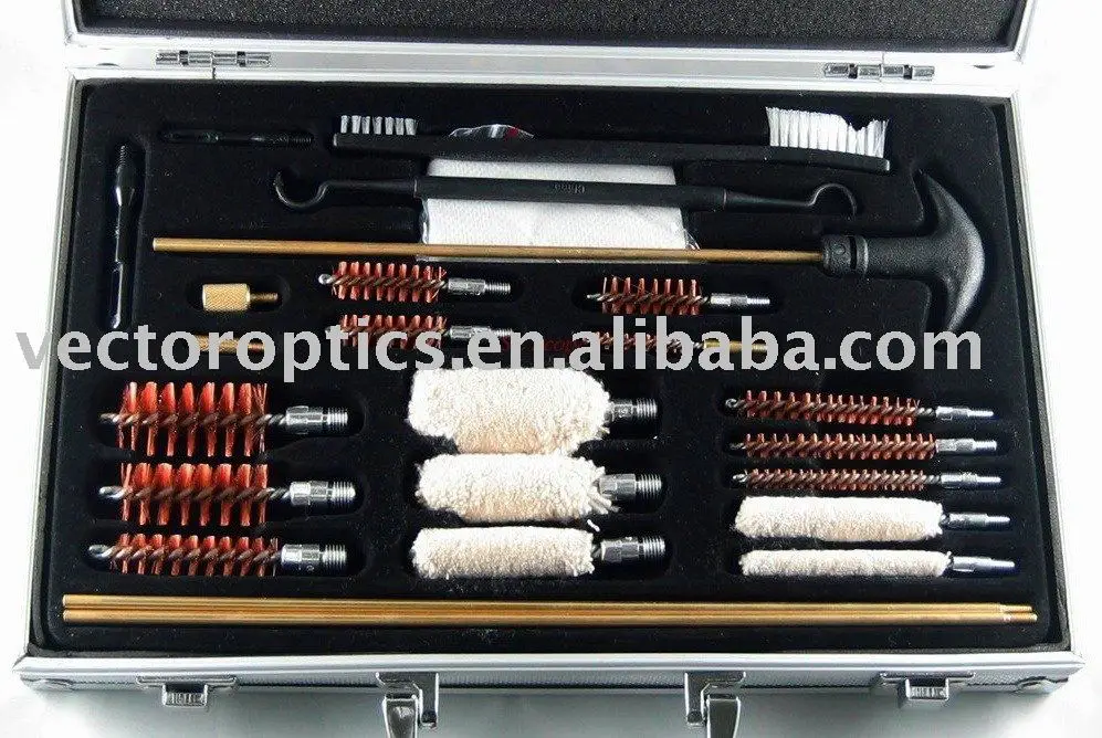 Набор для чистки ружья винтовки, набор кистей, алюминиевый инструмент и чехол