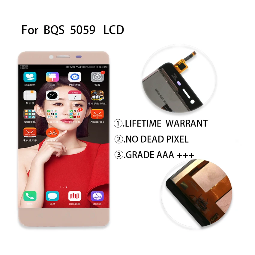 Для BQ BQS 5059 Strike ЖК-дисплей сенсорный экран дигитайзер сборка для дисплей телефон
