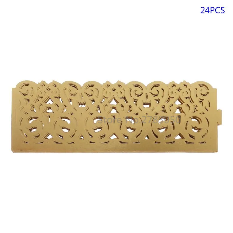 Gold 24 шт. бумага Лазерная резка Любовь сердце полые чай светильник абажур для свечи держатель Свадебная вечеринка Винтаж стол домашний Декор 5 цветов - Цвет: Gold