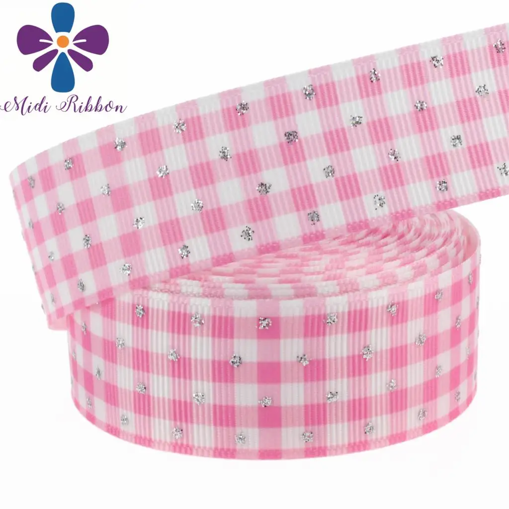 1 &quot25 мм Мини точки блеск проверьте джинсы Sweet Heart Отпечатано Grosgrain ленты DIY
