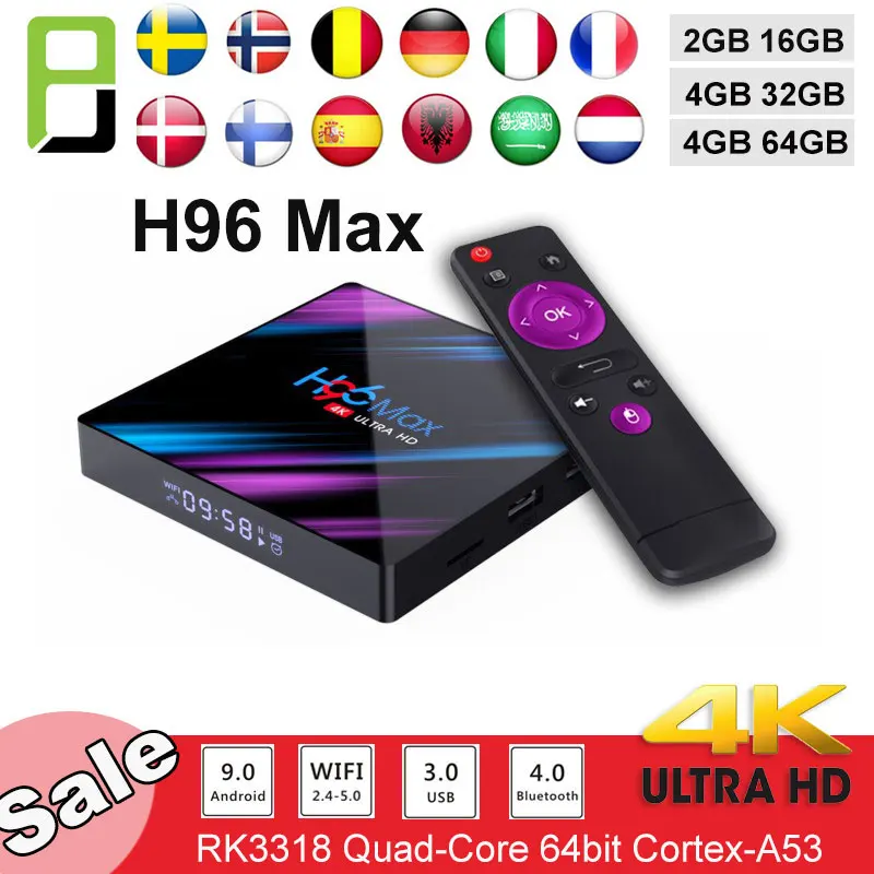 Смарт ТВ на андроид 9 0 tv Box h96 MAX RK3318 4 Гб ram 64 H.265 4K Google Voice Assistant Youtube медиаплеер