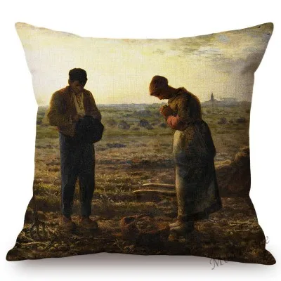 Jean Francois Millet Pastoral Realism Oil Painting The Gleaners Harvest Home Decoration Art Pillow case Linen Sofa Cushion Cover