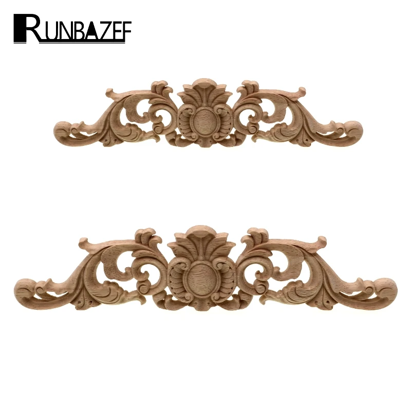 RUNBAZEF Woodcarving Decal Home Furniture Carved Applique Window Door Decor Wooden Figurines Miniatures Crafts Garden Decoration | Дом и сад