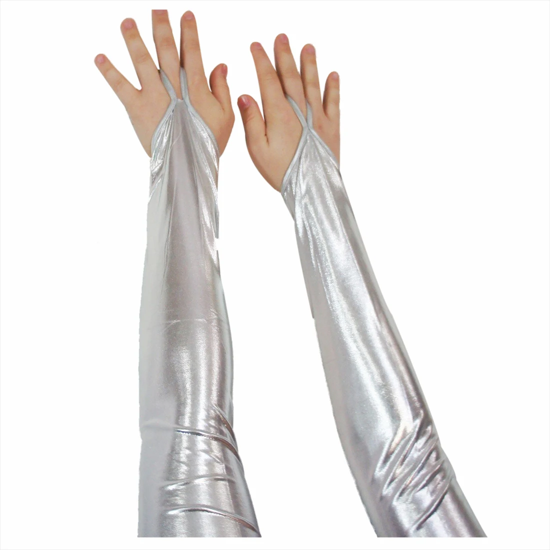 1 пара Glam Arm Warmer Goth Wet Look блестящие металлические перчатки без пальцев Клубная