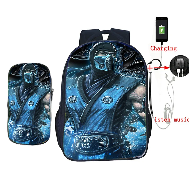 Scorpion In Mortal Kombat X Mask 2 шт./компл. школьные сумки для подростков студентов USB зарядка