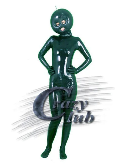 Женский латексный комбинезон Crazy club черный полноразмерный шаровой с глазами и