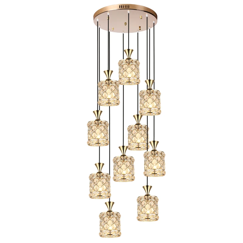 

Custom stair long Pendant Lights European stairwell living room dining room rotating crystal hanging lamps wf4271041