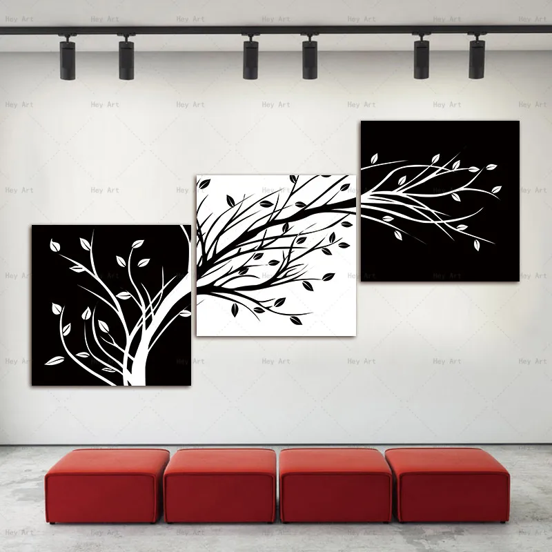 3 Панели черно белый плакат печать дерево холст картина настенные картины для