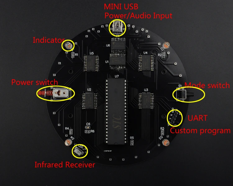 RGB светодиодный матричный светильник мечты круг DIY Набор музыкальный спектр модуль 8x32 точечный матричный электронный Забавный светодиодный светильник матрица DIY Электронный
