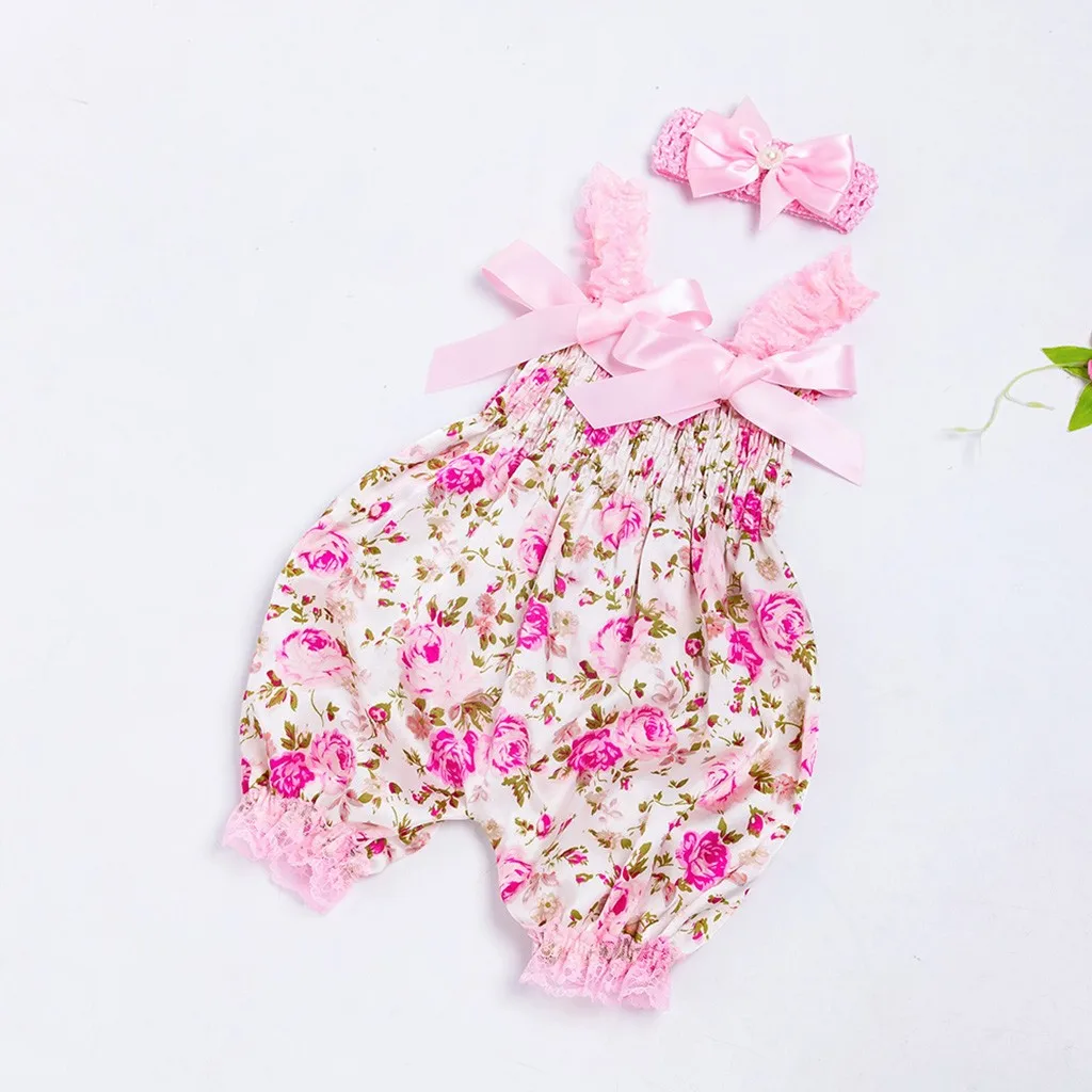 

Toddler Baby Girls Clothes Summer Flying Sleeveless Floral Fashion Cotton Baby Romper One Piece Jumpsuit Baby Clothes