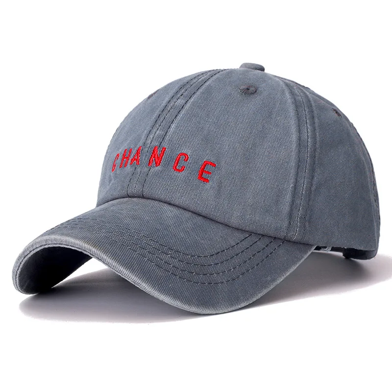 Grey Новая модная бейсболка с вышитыми буквами CHANCE, высококачественная повседневная шапка мужская женская Регулируемая винтажная Кепка из стираного хлопка - Цвет: Grey