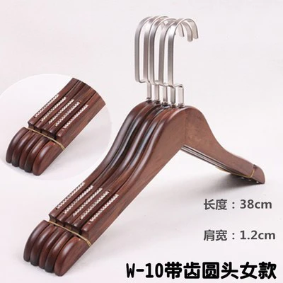 5 pcs/lot Heavy Duty Wooden Coat Hangers Solid Wood Clothes Hanger of Vintage Color with Anti-skid Shoulder Design for Adult Kid - Цвет: W-10  38cm