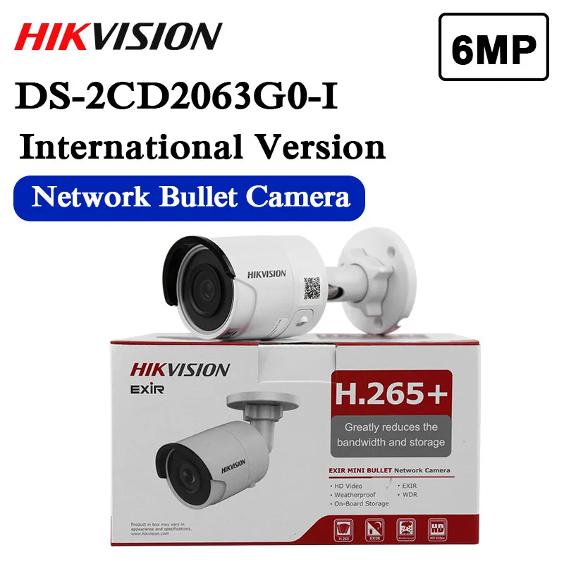Английская версия DS-2CD2063G0-I 6MP IR 30m фиксированная цилиндрическая сетевая камера Замена DS-2CD2085FWD-I