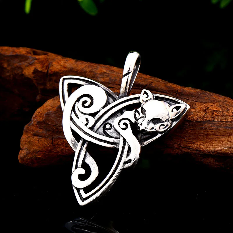 Стальной солдат викингов triquetra fenrir кулон ожерелье из нержавеющей стали Кошка