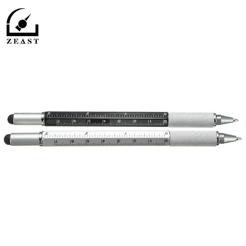 Серебристо черная 6 в 1 металлическая мультиинструментальная ручка Линейка + для