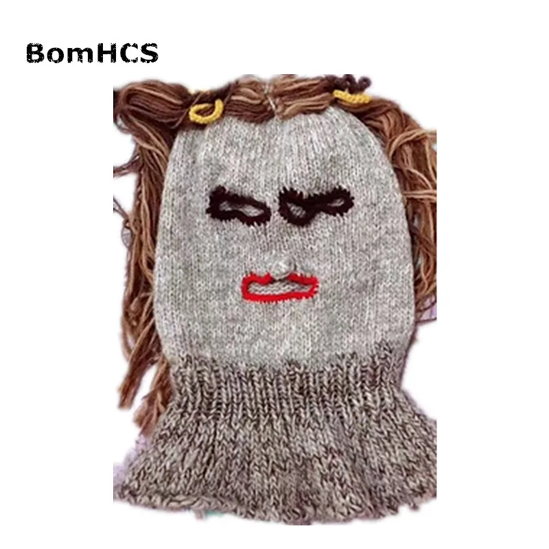 BomHCS очень забавная косичка маска 100% ручной работы вязаная коса парик облегающая