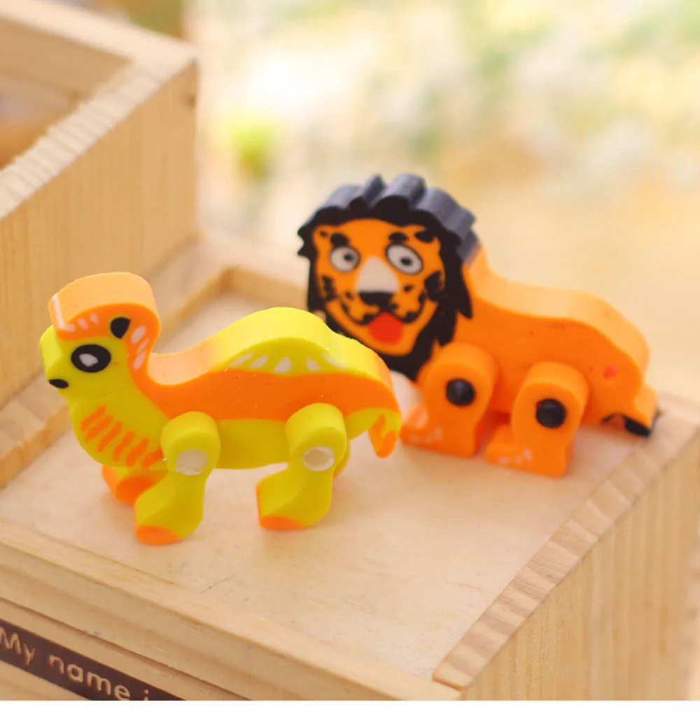 2 шт. Новинка 3D Животное Форма резиновый ластик креативный kawaii Канцтовары Школьные принадлежности papelaria подарок для детей