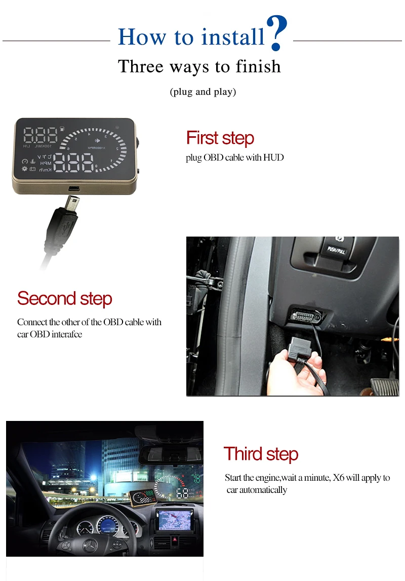 OBD2 Цифровой автомобиль Скорость ometer X6 HUD автомобиль Скорость проектор бортовой компьютер лобовое стекло Аксессуары для проекторов Hud Дисплей