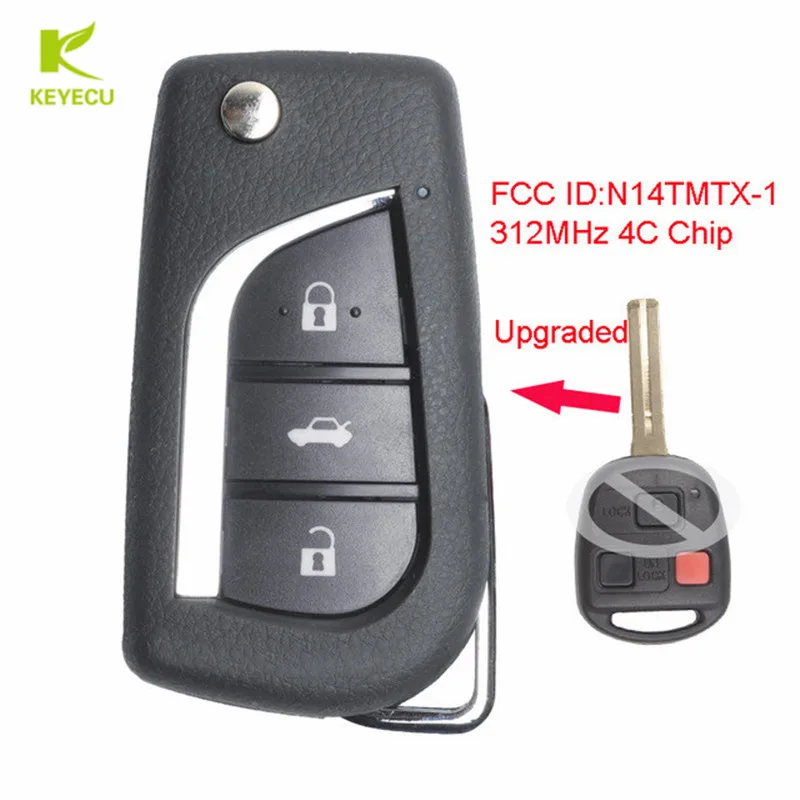 Обновленный флип накопитель KEYECU с 3 кнопками 312 МГц чипом 4C для Lexus RX300 1999 2003