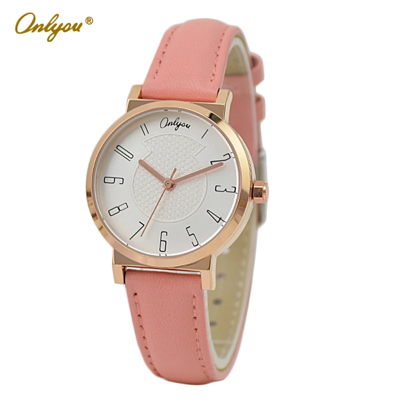 Onlyou Марка Женщины Мужчины Часы Кварцевые Кожаный Ремешок Мода Повседневная